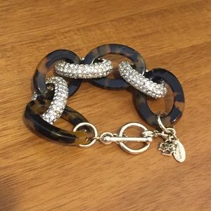 Tortoise Shell & Crystal Link Bracelet